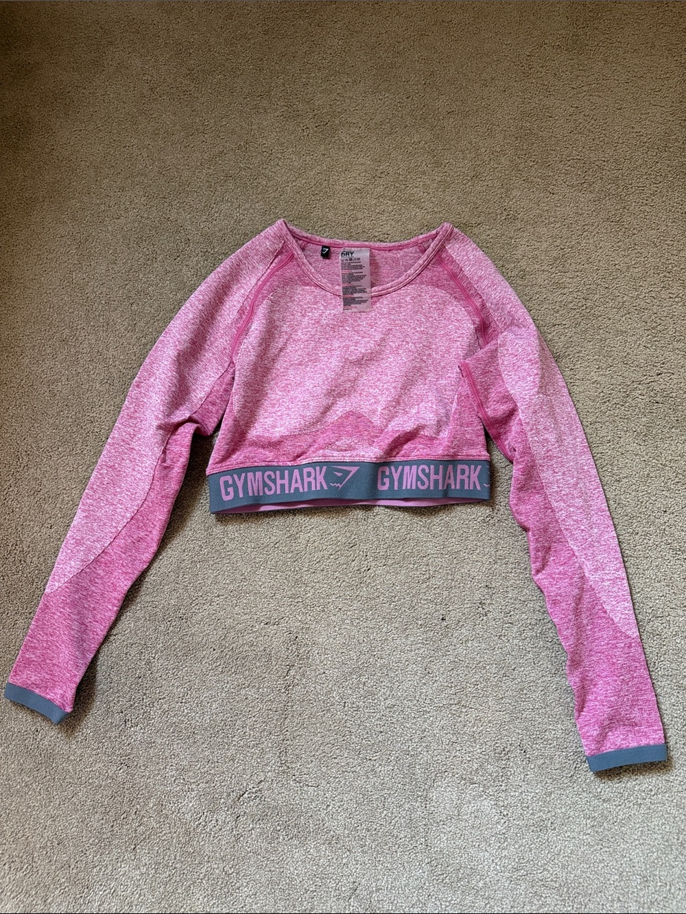 Gymshark Heather Pink Long Sleeve Cropped Performance Top